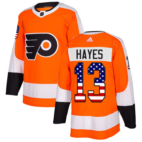 Adidas Men Philadelphia Flyers #13 Kevin Hayes Orange Home Authentic USA Flag Stitched NHL Jersey